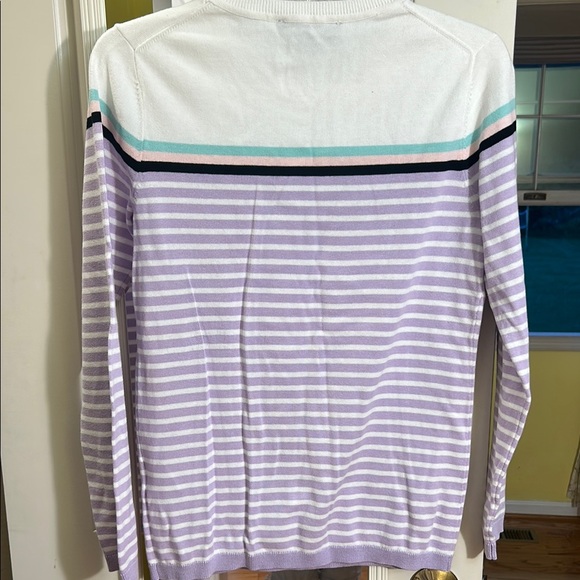 Tommy Hilfiger White and Lavender Striped Sweater size small not worn new - Picture 3 of 13